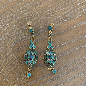Turquoise and gold hanging earrings